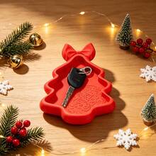 1/2pcs Christmas Tree Shape Decorative Tray With Bow, Desktop Trinket Dish For Key Jewelry Paperclip, Xmas Tabletop Decor, Home Entryway Desk Storage Organizer,Makeup Organizer,Room Decor - View 4