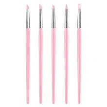 5pcs Silicone Nail Art & Pottery Tools Brush Set With Practical Wooden Handle, Creative Handmade Brushes - Multicolor - View 13