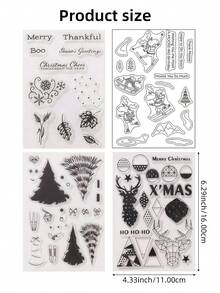 Set Of 4 Clear Stamps For DIY Christmas Scrapbooking Decor Transparent Silicone Stamps For Making Greeting Invitation Cards Photo Album Decor - As Shown In the Picture - View 6