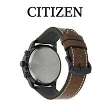 Citizen CA0695-17E Vintage Aviator Style Men's Chronograph Watch, Black Compass Dial With Brown Strap, Suitable For Vintage Urban Outdoor Outfits - Brown - View 4