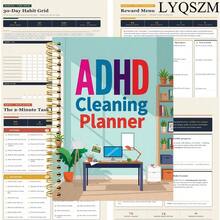 ADHD Cleaning Planner Art With Colorful Text And Cartoon Home Office Scene On Light Blue Background. - 1 Pc - View 5