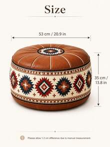 Round Storage Ottoman, Large Capacity Soft Footstool With Hidden Clothes Storage, Padded Seat & Floral Fabric Design, Multifunctional Organizer Stool For Adults, Bedroom Living Room Closet Dorm Home, Space Saving Furniture - Brown - View 6