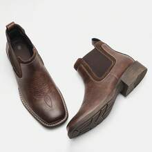 Vintage Western Cowboy Boots Men's Shaft Ankle Boots Commuter Versatile Ankle Boots - Brown - View 11