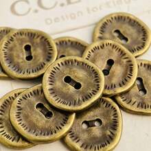10pcs 11/14.5/17.5mm Vintage Asymmetrical Round Metal Two-Hole Buttons, Suitable For Shirts, Suits, Knitted Cardigans - Multicolored Circles - View 10