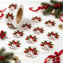 500/1000roll Christmas Sticker Labels, 2.5cm/1-Inch Stickers, Envelope Sealing Stickers, Gift Box Decorations, Self-Adhesive Stickers For Gift Bags, Christmas Decorations For School Supplies - View 2