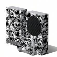 Sticker Set For Xbox Series S, Black And White Hand-Drawn Full Print Skull Pattern, Waterproof Scratch-Resistant Self-Adhesive Vinyl Game Console Skin, Removable No Residue, Full Console + 2 Controller Decorative Film - View 9