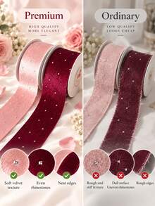 2yards 1.58inch(4cm) Rhinestone Flocked Satin Ribbon, Wedding Gift Box Packaging Tie, Bouquet Decoration DIY Bow Clothing Accessory - Multicolor - View 4
