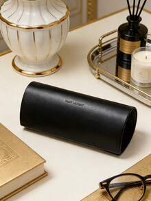 Yves Saint Laurent Fashionable Black Leather Glasses Case, Essential Travel Accessory Portable Women's Glasses Case - Black - View 2