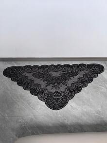 Triangle DIY Lace Trim Women's Head Veil Wedding Shawl Premium Decorative Black Clothing Accessory - 1pc Black - View 3