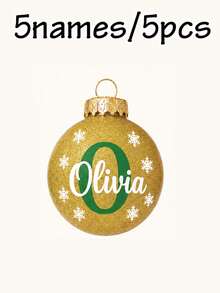 Custom Initial Christmas Ball Ornament, Personalized Holiday Tree Hanging Decor, Sparkly Red Green Bauble, Customized Name Family Keepsake Gift, Customizable Xmas Ornament For Home, Party & Gift Giving, Christmas Decorations, Merry Christmas, Family - Style D - View 7