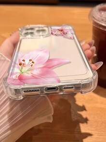 1件四角透明花朵手機殼 粉色櫻花圖案 軟殼 極簡可愛 防摔保護殼 相容 GALAXY、HONOR 手機 - 無色 - 查看 5