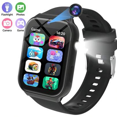 1pc Unisex Kids Comfortable Silicone Strap Full Touch Screen Learning Game Smart Watch, Ultra-Low Power Consumption Chip, With Flashlight, Children's Day Party Birthday Surprise Gift