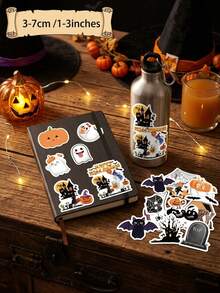 POKOJA LAND 50pcs Ghost Stickers, Suitable For Scrapbooking, Laptop, Water Bottle, Refrigerator, Books, Luggage, Table, Helmet, Skateboard, Guitar, Scrapbook, DIY Box, Packaging Label, Party Sticker, Craft Supplies, Halloween DIY, Table, Skateboard, - Multicolor - View 2