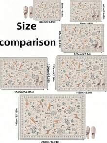 1pc Animal Pattern Carpet, Bohemian Style Machine Washable Living Room Rug, Vintage Soft Dining Room Carpet, Non-Slip Wear-Resistant Large Floor Mat, Suitable For Office, Bedroom, Living Room, Entryway Welcome Mat - Beige - View 2