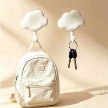 Gantungan Dinding Perekat Berbentuk Awan, Gantungan Dinding Lucu Tanpa Bor dan Tanpa Merusak, Rak Penyimpanan Handuk Kamar Mandi & Kunci di Pintu Masuk - Kait awan putih - View 10