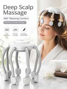 AXH. 360° Portable Powerful Scalp Massager, 8 Vibration Frequencies, 3 Modes, Head Massage Device, Stress Relief, Ideal Gift - Multicolor - View 2
