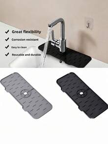 Faucet Splash Guard Drain Mat Pad Thick Sink Absorbent Drip Mat Dish Soap Sponge Holder Drip Catcher Drying Tray Mat Household House Home Decor Apartment Dorm Laundry Washroom Toilet Coffee Bar Gadgets Kitchen Utensils Bathroom Essential Accessories - A - View 12