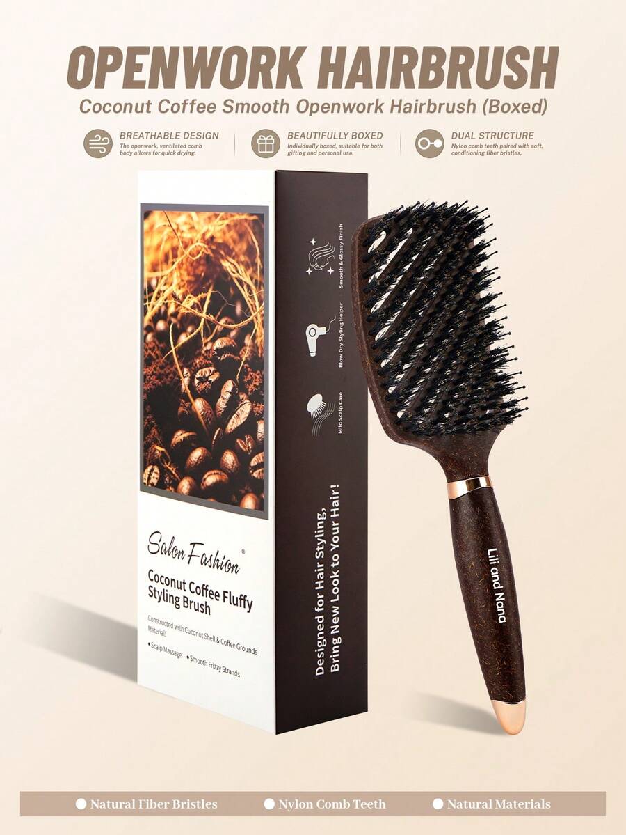 1pc Professional Detangling Brush With Box, Boar Bristle, Smooth Frizz, Suitable For Men & Women, Dry & Wet Use, Christmas Gift - Multicolor - View 1
