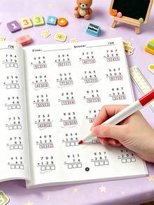 1 pieza Cuaderno de matemáticas de 3 dígitos, suma y resta hasta 1000, problemas aritméticos divertidos para estudiantes de primaria, libro de práctica cronometrada para el hogar, el aula y después de la escuela, cuaderno de matemáticas de primaria, suma y resta hasta 1000, uso educativo, cuaderno de práctica de matemáticas verticales para niños, hoja de trabajo de entrenamiento de habilidades matemáticas tempranas, adecuado para el currículo de 1er y 2do grado, incluyendo niños que aprenden aritmética matemática, hogar, aula escolar, cuaderno esencial de aritmética para la temporada de regreso a la escuela, primera opción de regalo para fiestas, Año Nuevo y cumpleaños - Multicolor - Ver 1