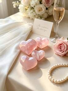 1/2pcs Natural Random Rose Quartz Heart-Shaped Stones, Christmas Decoration Stones - Polished Natural Rose Quartz Heart-Shaped With Natural Inclusions And Cracks; A Very Suitable Natural Crystal Stone For Meditation And Energy Work. This Handmade Natural Stone Has Unique Pink Tones And Smooth Edges, The Stone Is Naturally Formed And May Have Color Differences And Internal Cracks, Christmas Decoration, Christmas Gift - Multicolor - View 2