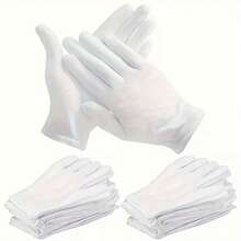 2/10/20/30PCS (1 Pair/5 Pairs/10 Pairs/15 Pairs) White Elastic Gloves, Comfortable To Wear, Breathable Lining, Suitable For Eczema And Dry Hands, Moisturizing SPA-Grade Soft Jewelry Inspection Gloves, Suitable For Driving, Performance, Cycling, Wedding And Unisex Party Occasions, All Seasons - White - View 3