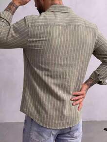 Men's Casual Versatile Commute Striped Long Sleeve Shirt - Multicolor - View 2