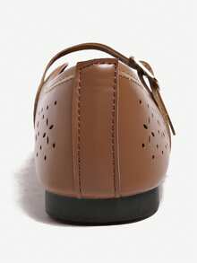 1 Pair Fashion Hollow Buckle Flat Mary Jane Shoes, Suitable For Office, Beach, All Seasons - Beige - View 4