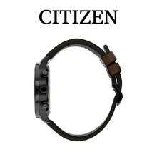 Citizen CA0695-17E Vintage Aviator Style Men's Chronograph Watch, Black Compass Dial With Brown Strap, Suitable For Vintage Urban Outdoor Outfits - Brown - View 5