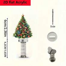 2D Flat (Not 3D) Acrylic Material, 1pc Christmas Tree Pattern Car Dashboard Ornament. Colorful 2D Swinging Car Ornaments Make An Excellent Gift For Friends And Family - A - View 3