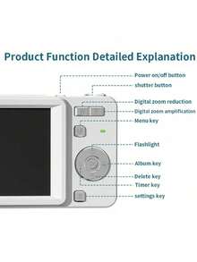 4K Sliding Digital Camera, 64MP Autofocus 16X Zoom, 2.8" IPS Screen LED Flash Multi‑Filters, Compact Portable Point & Shoot Cam For Students Travel Daily Use - View 7