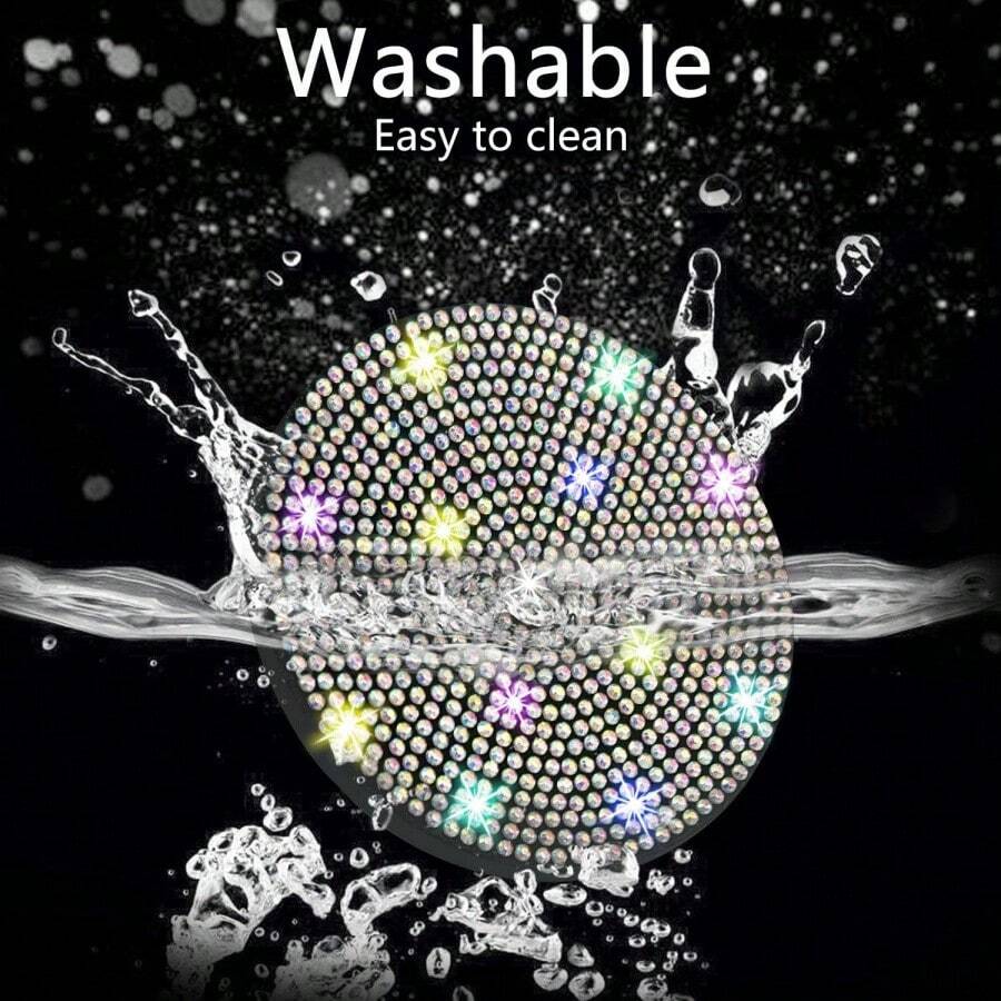 2/4PCS Car Colorful Rhinestone Cup Holder Coasters, Luxury Full Rhinestone Appearance, Non-Slip Waterproof, Prevent Cup Clatter And Noise, Decorate Car Interior, Practical Car Accessories