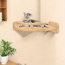 Wall-Mounted Cat Climbing Tree And Perch Set, 1pc Corner Cat Perch, 3pcs Cat Steps, Stable Cat Wall Shelf For Playing And Climbing, Max Weight Capacity 12kg (26lb) - Apricot - View 5