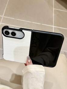 Luxury Smooth Crocodile Pattern Faux Leather Phone Case Compatible With IPhone Duo Fold Anti Drop Hard PC Protection Cover - White - View 1
