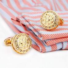 Men's Gold Round Shirt Cufflinks - Gold - View 6