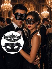 2pcs/1set Makeup Ball Couple Masks, Ball Masks, Suitable As Costumes And Props For Role-Playing, Halloween, Theme Parties, And Stage Performances - Multicolor - View 9