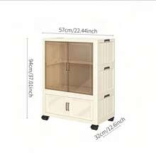 1-Piece Folding Wardrobe With Universal Wheels For Easy Movement, Transparent Dust Door Resistant To Moisture And Dust, Flexible Modular Combination, Suitable For Small Apartments - White - View 4