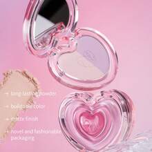 CZEL Heart-Shaped Dual-Color Blush Palette, Matte Texture Layerable & Long-Lasting Pigment, Built-In Mirror, Cute Heart Makeup Blush, Suitable For Daily Makeup - B03 - View 6