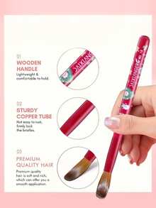 5Pcs Nail Art Brushes Set With Christmas Print, Multiple Size Nail Painting Brushes For Nail Art Creation - Red - View 3