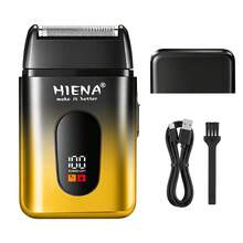 HIENA 男士電動理髮器與刮鬍刀套組，無線理髮器 + 往復式刮鬍刀，適用於雕刻、修剪、面部刮鬍，USB 快充，LED 顯示，居家禮物，節日禮物 - 黑金 - 查看 9