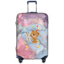 Marble Gradient Background Cute Teddy Bear Letter Luggage Suitcase Cover, Elastic Stretch Luggage Protector Sleeve, Scratch-Resistant Dust-Proof Reusable Travel Accessory - Multicolor - View 35