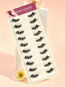 MAANGE 10 Pairs CC Curl Half Lash Extensions, Lightweight Stem, Soft Cat Eye Style, 3D Natural Voluminous False Eyelashes, Suitable For Daily Makeup - Multicolor - View 3
