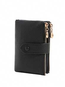 New Women's Short Wallet, Lychee Texture, Snap Flap, Side Zipper Coin Pocket, Multi-Card Slot Large Capacity, Portable Compact, Fashionable Versatile Women's Purse Card Holder - Multicolor - View 11