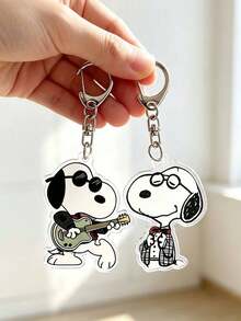 MASSDI Music & Gentleman Style Key Chain Set, High Definition Bold Line Cartoon Prints, Smooth Polished Asymmetrical Edges, Rotatable Metal Connector Chain, Lightweight Slim Design, Ideal For Backpack Decoration, Key Organizer And Fan Gift - Multicolor - View 2
