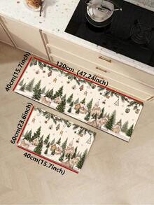 1/2pcs Christmas Diatomaceous Earth Mat, Vintage Cedar Pattern, Super Absorbent, Non-Slip, Perfect For Bathroom, Kitchen And Dining Room, Quick Drying, Ideal Home Decor And Bathroom Mat Gift - Multicolor - View 15