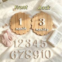 Wooden Double-Sided Milestone Sign Set, Children's Milestone Birth Announcement Board, 1-12 Months Photo Props, Welcome Sign - Multicolor - View 6