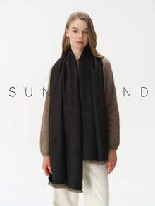 1pc Women's Solid Color Polyester Commuter Fashion Versatile Scarf For Daily Use - Black - View 3