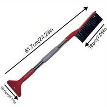 Car Snow Removal Tool: Combines Brush And Ice Scraper In One. Stainless Steel Telescopic Handle. Ideal For Clearing Ice And Snow From Car Windows In Winter. - 2-in-1 Ice Scraper and Brush - View 4