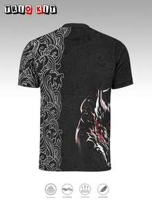 British Wolf Team Men's Football Jersey, Soft Sports Top With Wolf Graphic Print, Suitable For Matches, Gifts And Casual Wear - Black - View 3