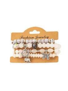 1 Set Women's Bohemian Beaded Bracelet Butterfly Anchor Elephant Alloy Pendant Multicolor Bracelets - Multicolor - View 17