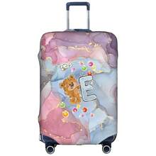 Marble Gradient Background Cute Teddy Bear Letter Luggage Suitcase Cover, Elastic Stretch Luggage Protector Sleeve, Scratch-Resistant Dust-Proof Reusable Travel Accessory - Multicolor - View 73